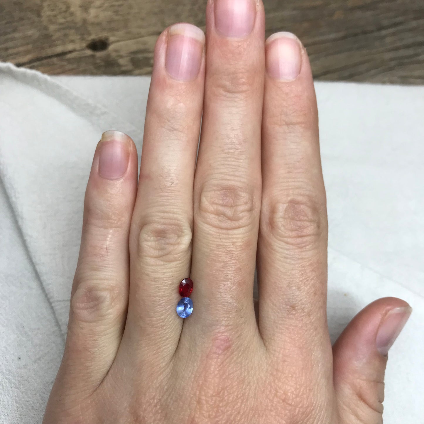 2 Sapphires, Blue and Red Orangish Sapphire 0.70 TCW, Color Treated Natural Sapphires, 5x4mm Faceted Loose Colored Sapphires