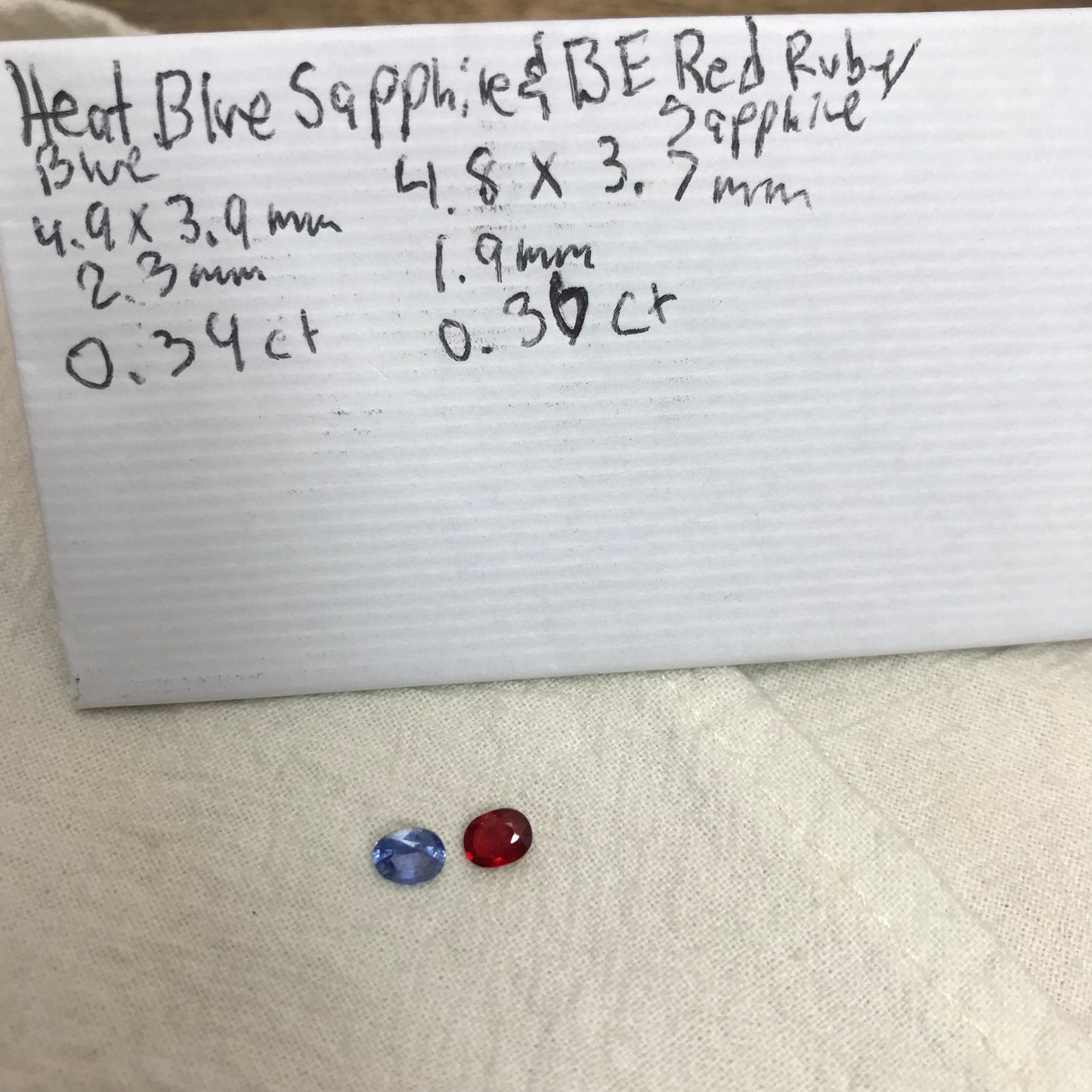 2 Sapphires, Blue and Red Orangish Sapphire 0.70 TCW, Color Treated Natural Sapphires, 5x4mm Faceted Loose Colored Sapphires