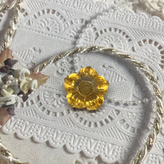 Natural Orange Yellow Citrine, 15 mm Flower Carved Quartz, 12.05 carat Loose Gem Unmounted Gemstone