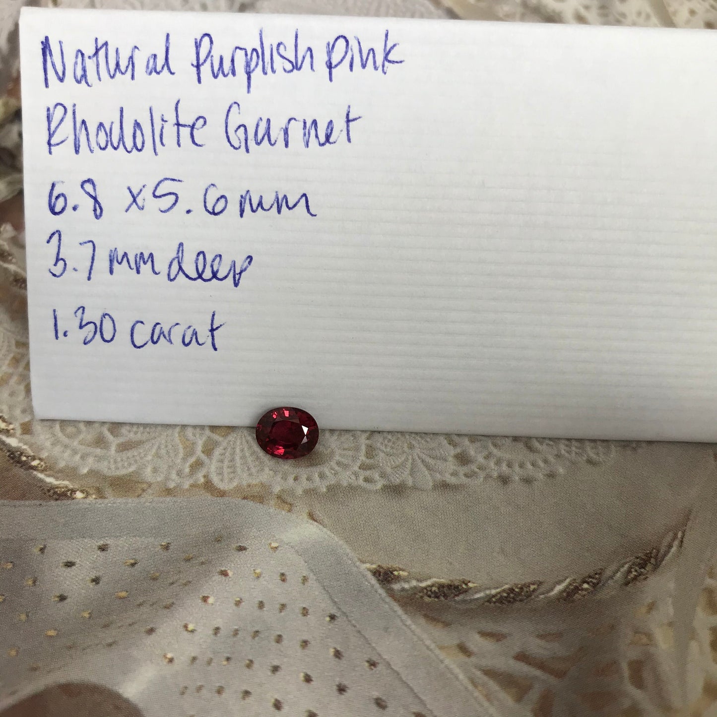 Natural Rhodolite Garnet, 1.30 carat, 6.8 x 5.6 mm Purplish Pink Garnet, Faceted Oval Cut Raspberry Garnet Gem, Dark Pink Garnet