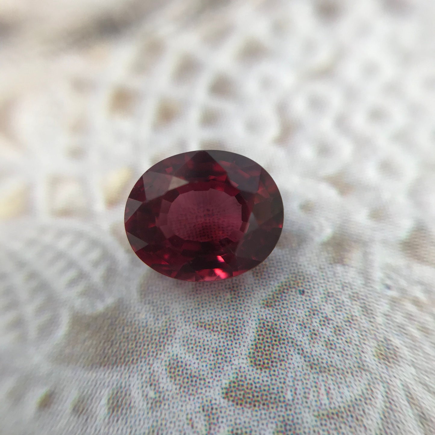 Natural Rhodolite Garnet, 1.30 carat, 6.8 x 5.6 mm Purplish Pink Garnet, Faceted Oval Cut Raspberry Garnet Gem, Dark Pink Garnet