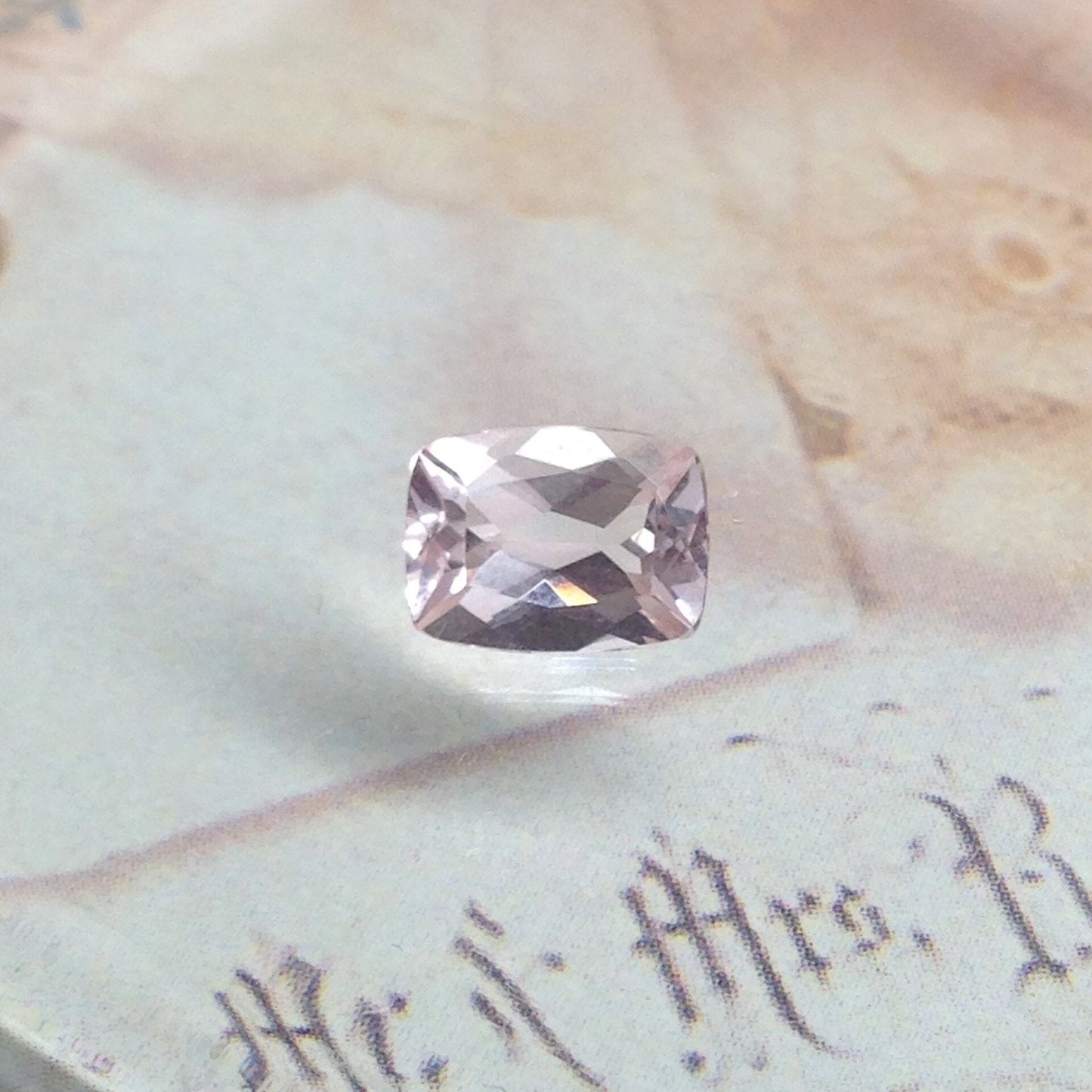 Morganite 8x6mm 1.28 Cushion Rectangle Cut Pinkish Purplish Peach Loose Gem Unmounted Gemstone For Engagement Ring Wholesale Tested Beryl