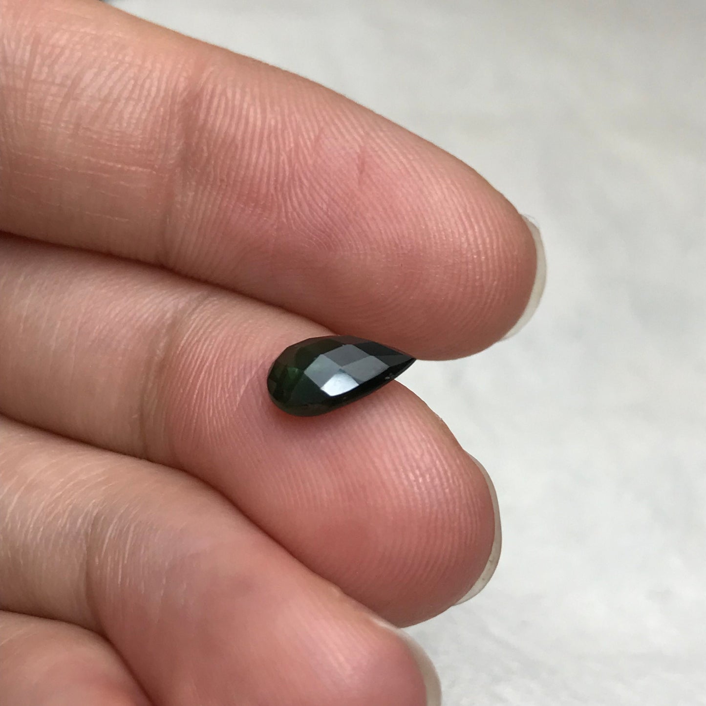 9x6mm Natural Bluish Green Sapphire 1.45 Carats, Rose cut, Pear shape Green Blue Sapphire, Faceted Loose Gemstone