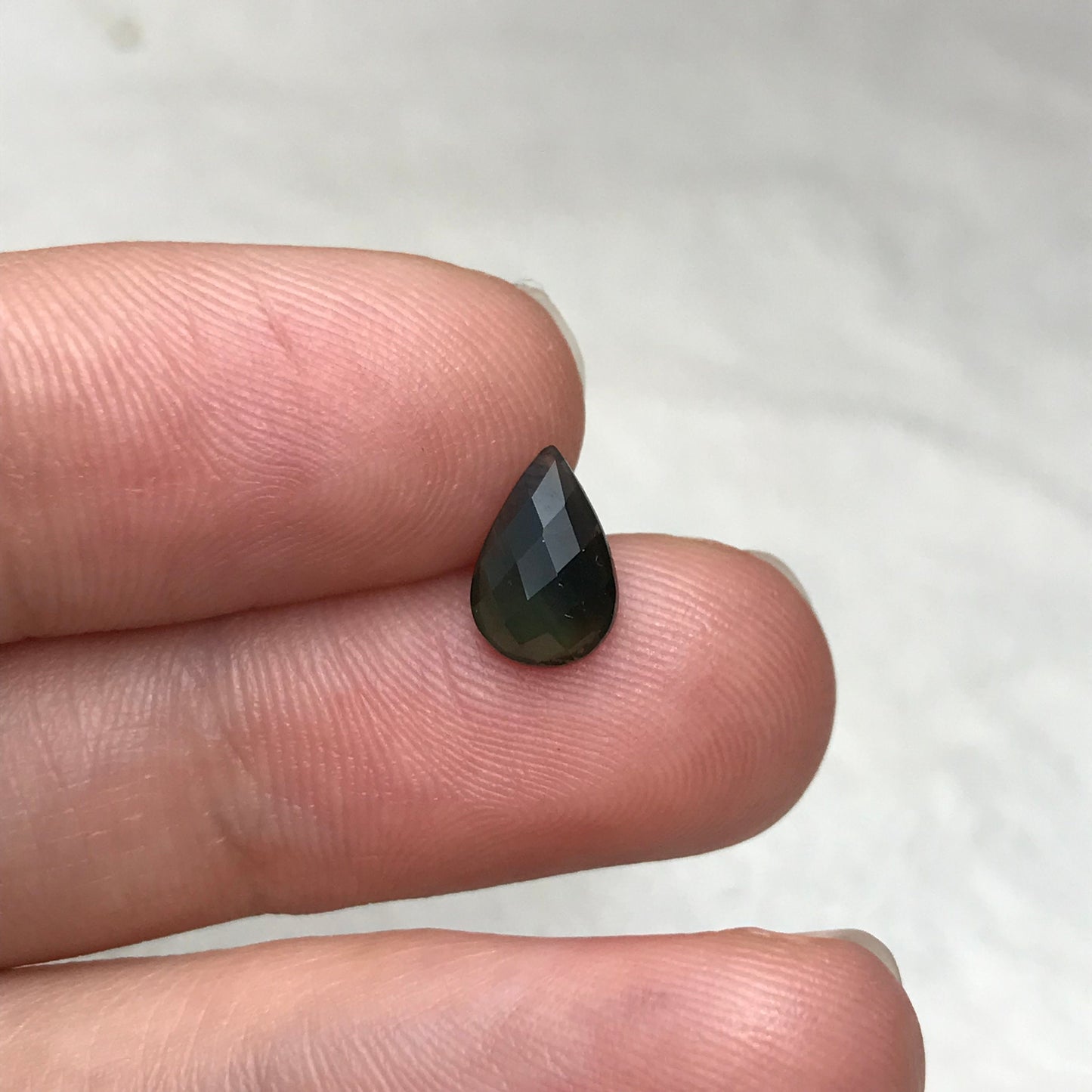 9x6mm Natural Bluish Green Sapphire 1.45 Carats, Rose cut, Pear shape Green Blue Sapphire, Faceted Loose Gemstone