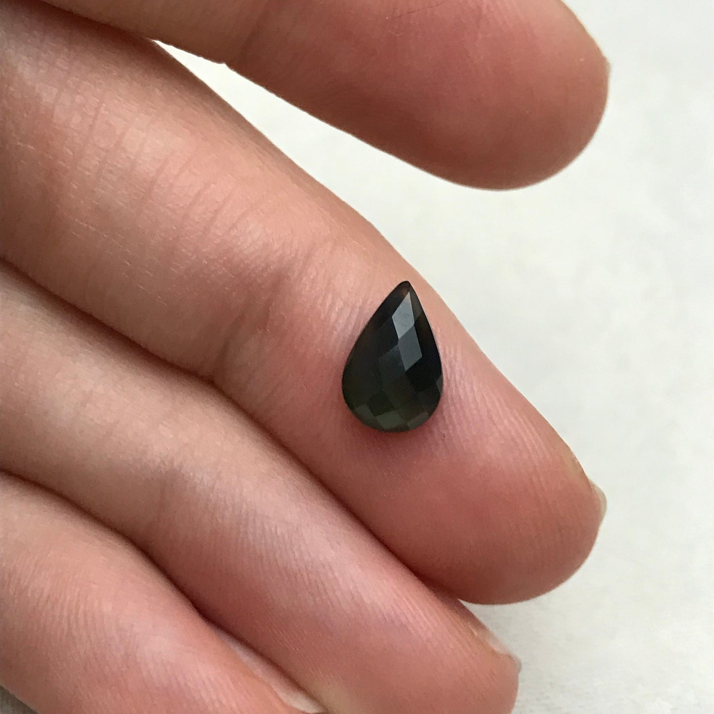 9x6mm Natural Bluish Green Sapphire 1.45 Carats, Rose cut, Pear shape Green Blue Sapphire, Faceted Loose Gemstone