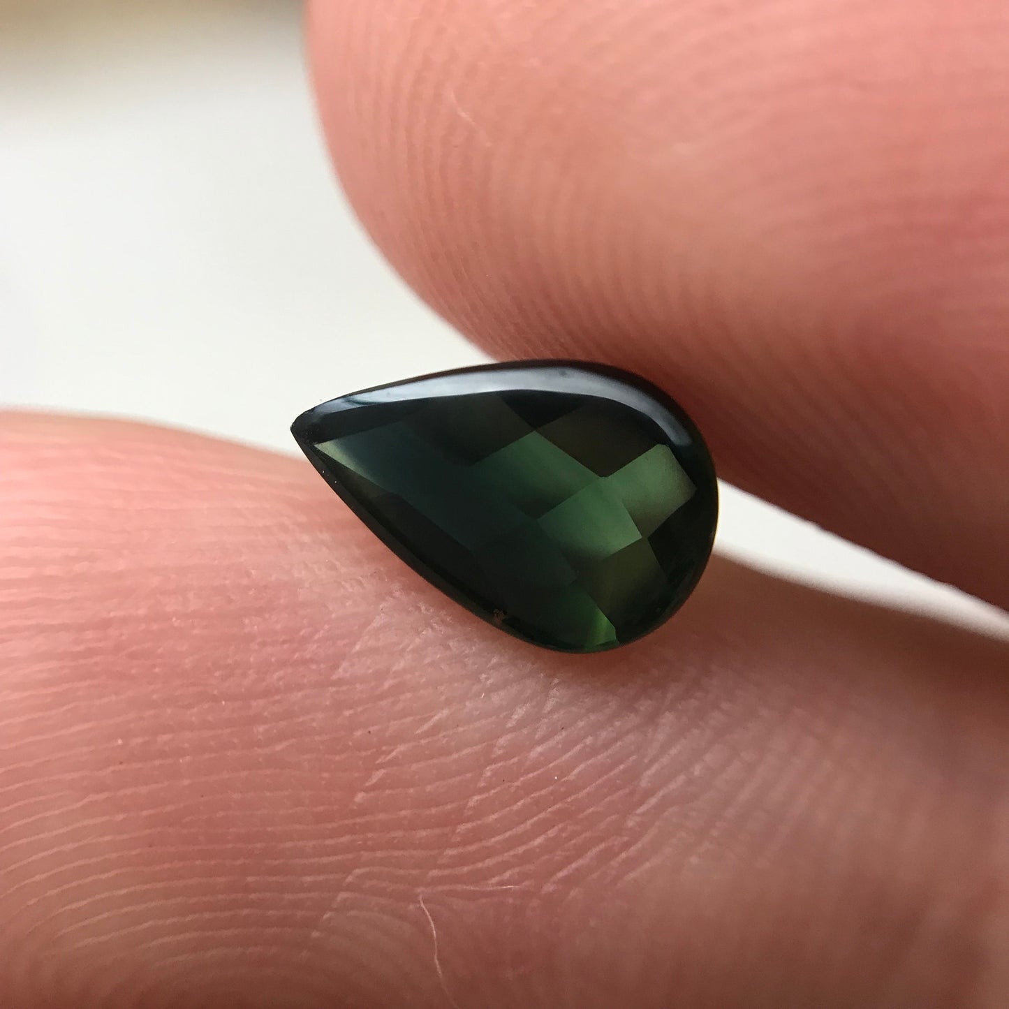 9x6mm Natural Bluish Green Sapphire 1.45 Carats, Rose cut, Pear shape Green Blue Sapphire, Faceted Loose Gemstone