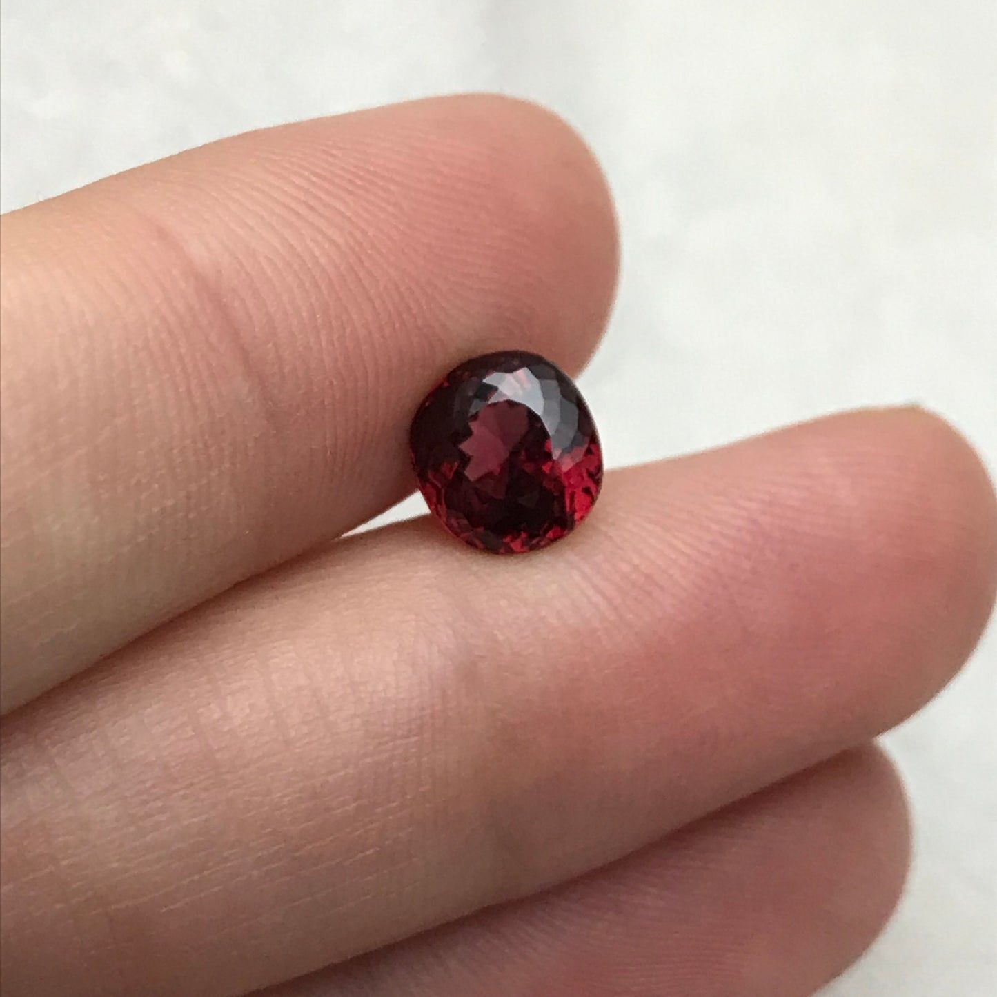 2.27 carat Natural Rhodolite Garnet, 7.5x7mm Purplish Red Garnet, Faceted Portuguese Style Cushion Cut Garnet Gem, Vibrant Red Garnet