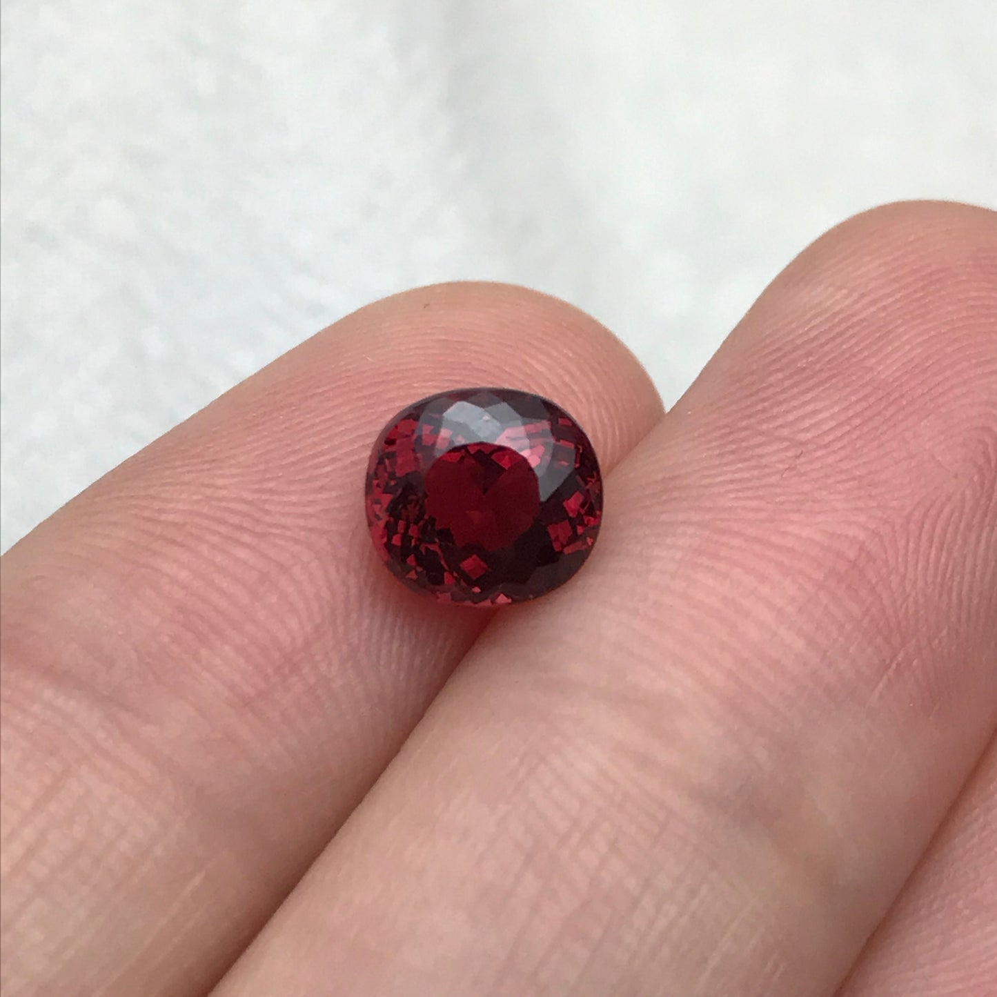 2.27 carat Natural Rhodolite Garnet, 7.5x7mm Purplish Red Garnet, Faceted Portuguese Style Cushion Cut Garnet Gem, Vibrant Red Garnet