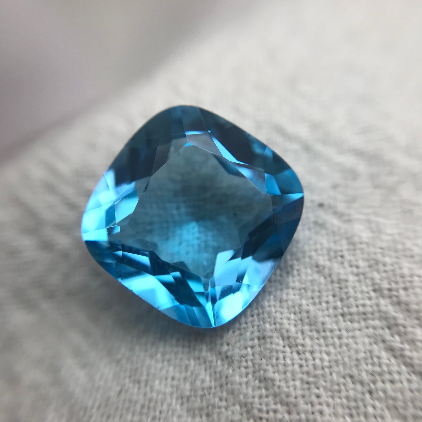 12mm Square Cushion cut Blue Topaz, 8.45 Carat Loose Faceted December Birthstone, Recycled Gems