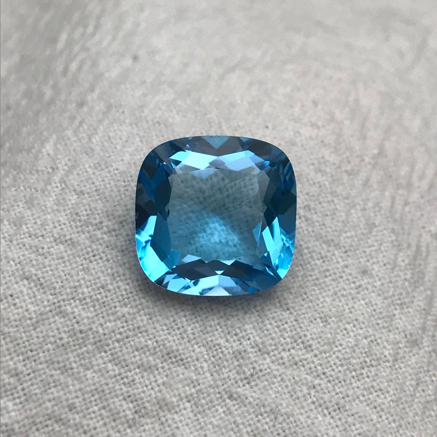 12mm Square Cushion cut Blue Topaz, 8.45 Carat Loose Faceted December Birthstone, Recycled Gems
