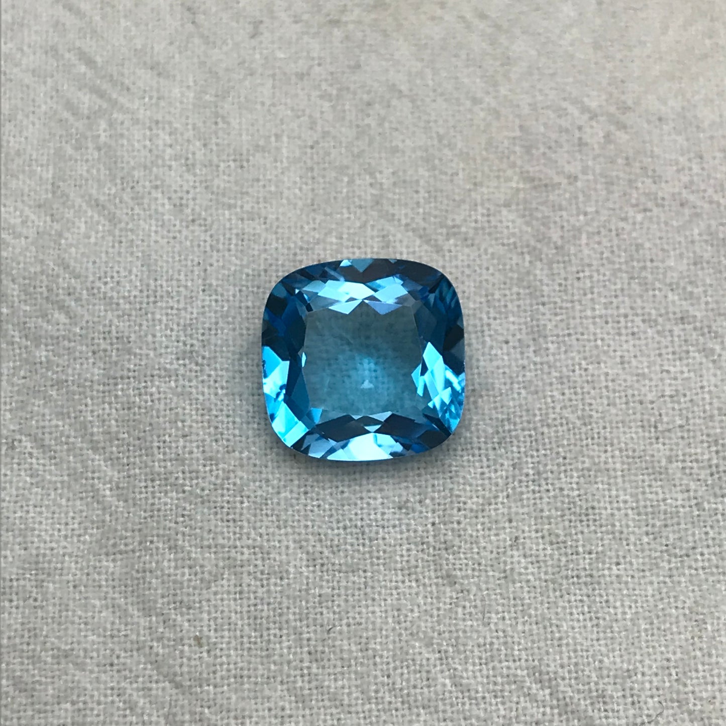 12mm Square Cushion cut Blue Topaz, 8.45 Carat Loose Faceted December Birthstone, Recycled Gems