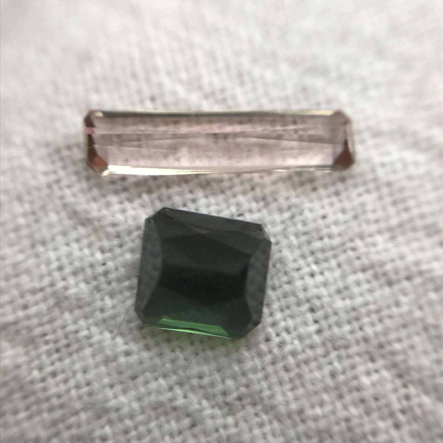 2 Natural Tourmaline Scissor Cut, Pink and Green 0.99TCW Faceted Loose Pink and Green Tourmaline 10x2.5mm & 4.7x4.3mm