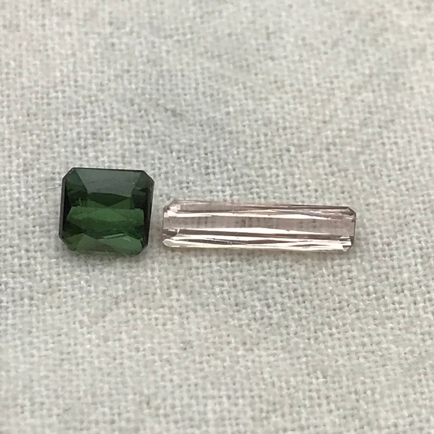2 Natural Tourmaline Scissor Cut, Pink and Green 0.99TCW Faceted Loose Pink and Green Tourmaline 10x2.5mm & 4.7x4.3mm