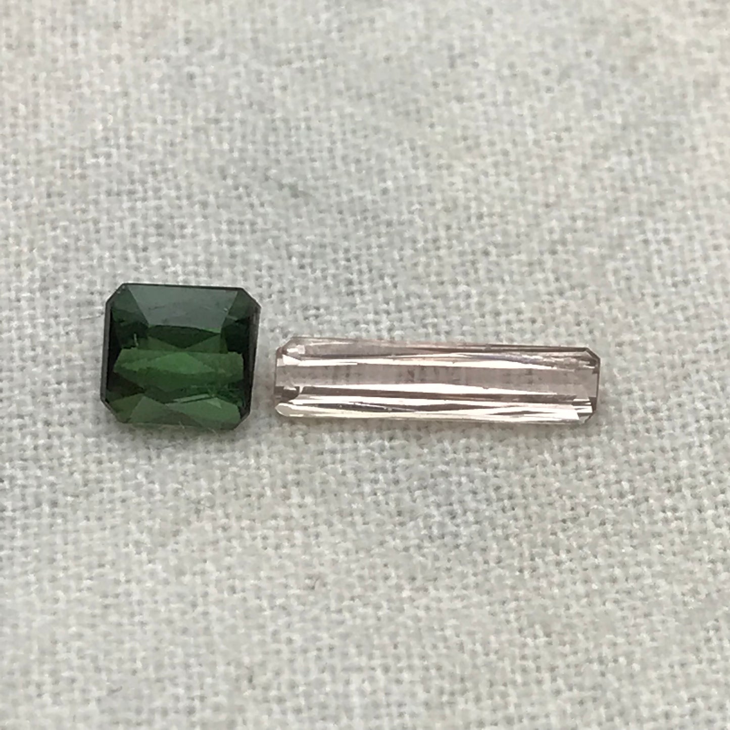 2 Natural Tourmaline Scissor Cut, Pink and Green 0.99TCW Faceted Loose Pink and Green Tourmaline 10x2.5mm & 4.7x4.3mm