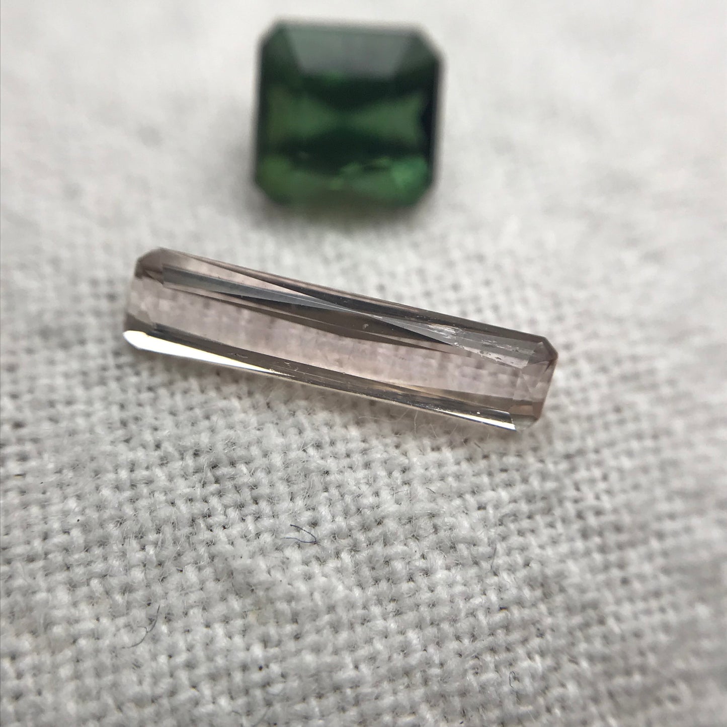2 Natural Tourmaline Scissor Cut, Pink and Green 0.99TCW Faceted Loose Pink and Green Tourmaline 10x2.5mm & 4.7x4.3mm