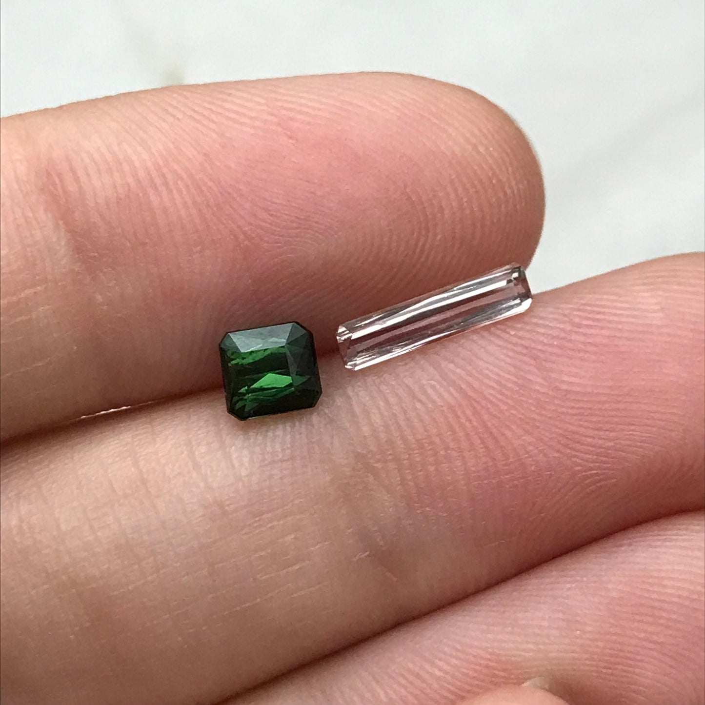 2 Natural Tourmaline Scissor Cut, Pink and Green 0.99TCW Faceted Loose Pink and Green Tourmaline 10x2.5mm & 4.7x4.3mm