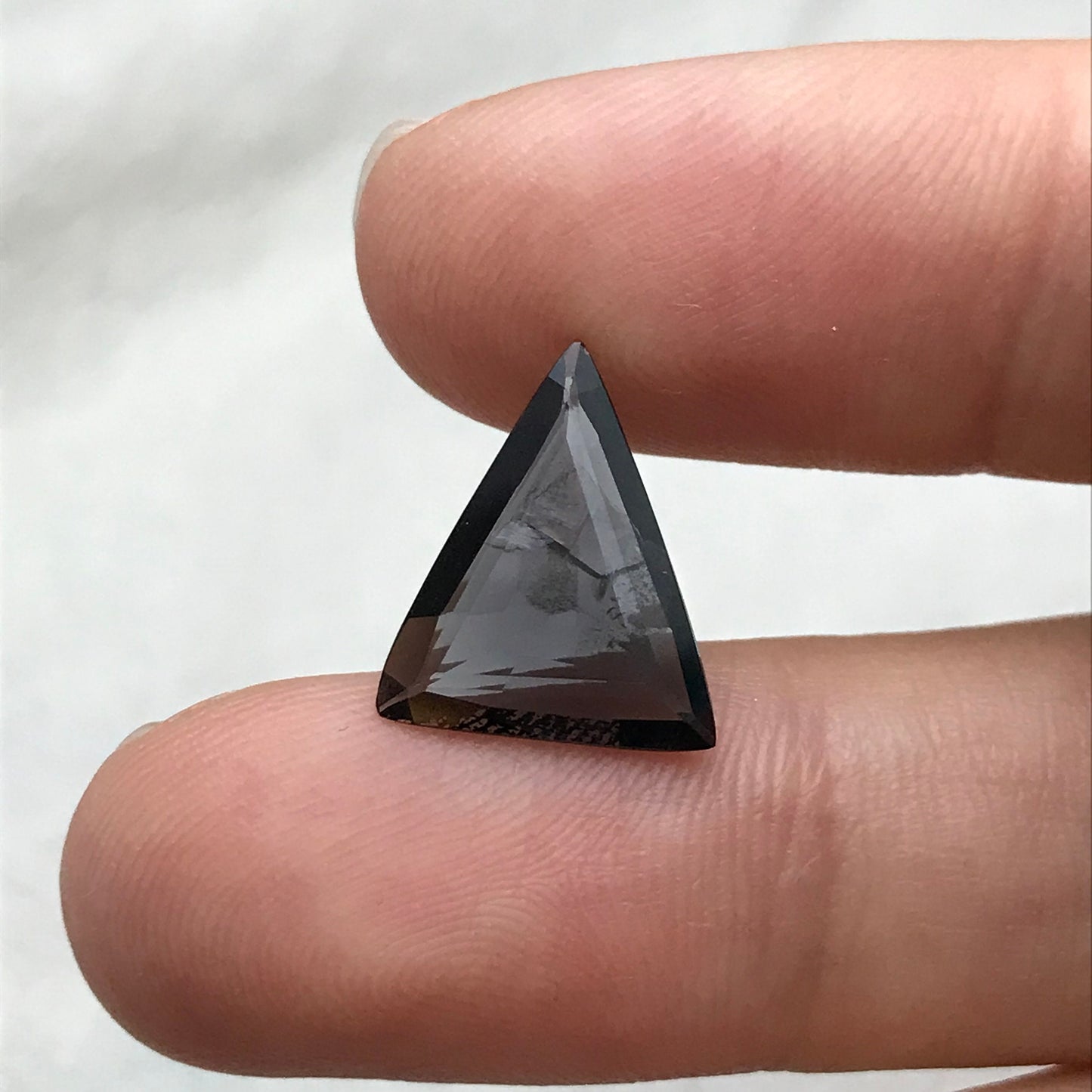 3.38 carat Natural Purple Spinel 14x12mm Triangle Cut Loose Faceted Grayish Purple Gemstone, Flowing Gems. Unheated