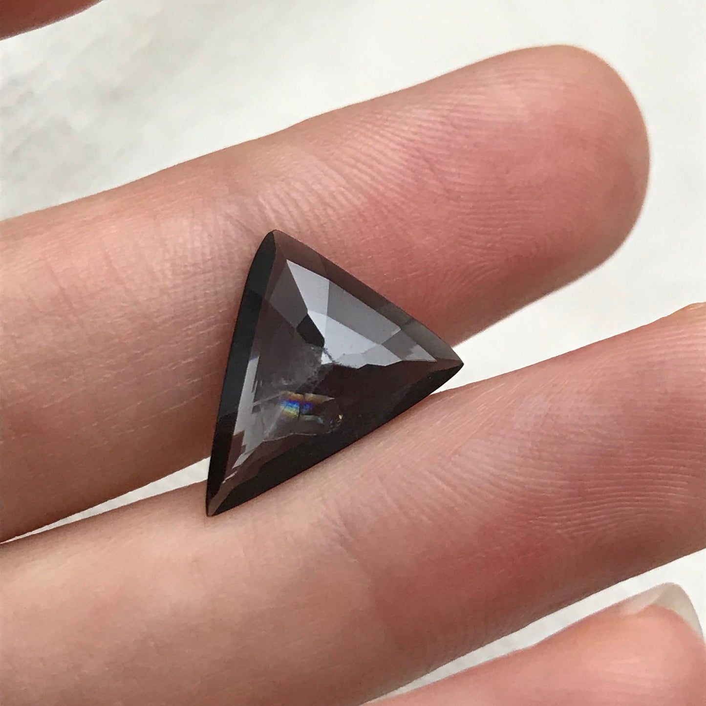 3.38 carat Natural Purple Spinel 14x12mm Triangle Cut Loose Faceted Grayish Purple Gemstone, Flowing Gems. Unheated