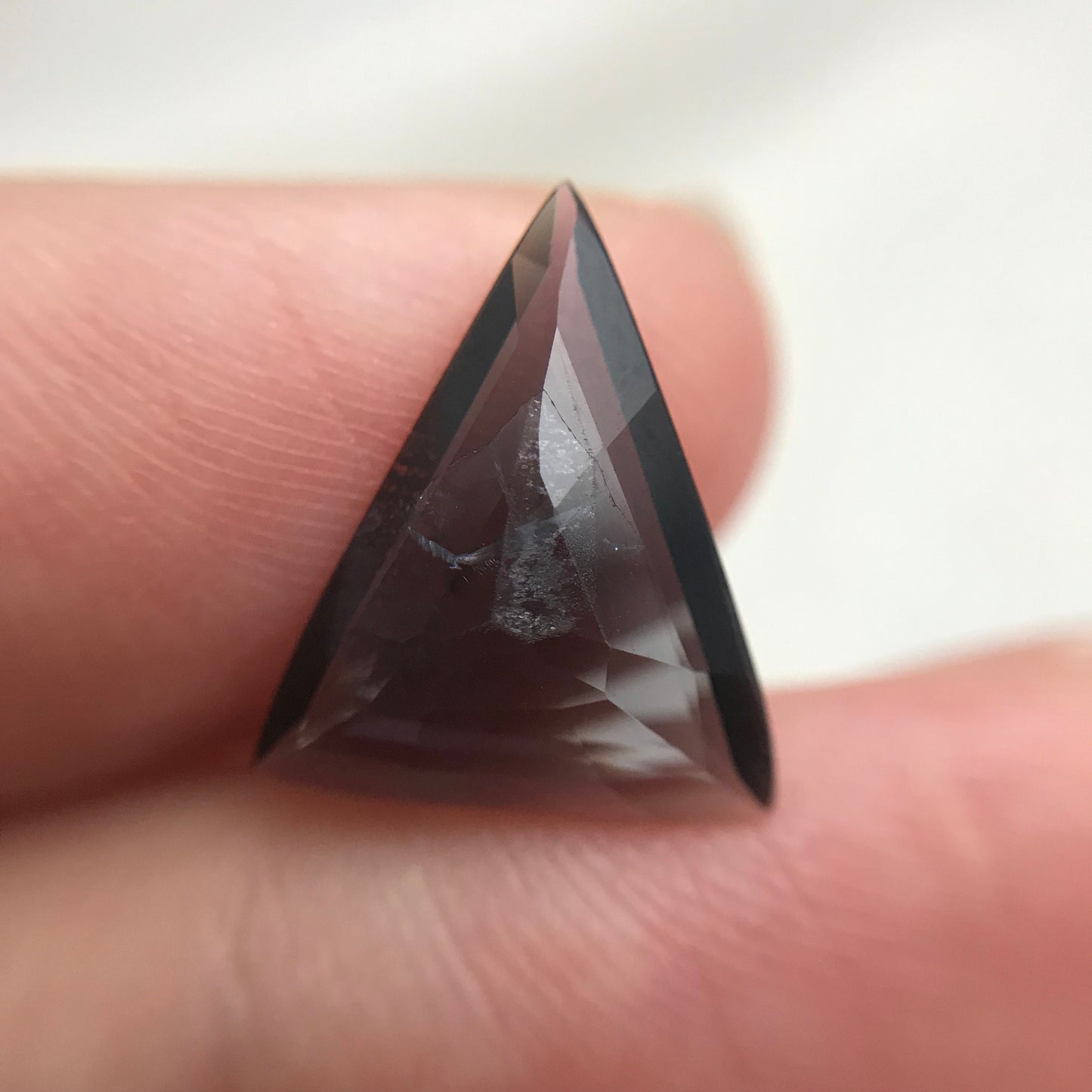 3.38 carat Natural Purple Spinel 14x12mm Triangle Cut Loose Faceted Grayish Purple Gemstone, Flowing Gems. Unheated