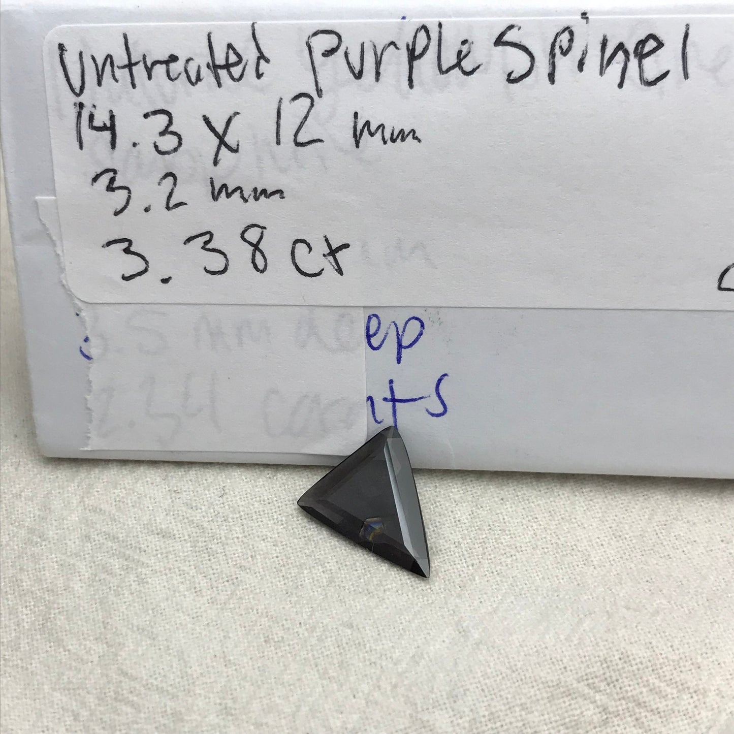 3.38 carat Natural Purple Spinel 14x12mm Triangle Cut Loose Faceted Grayish Purple Gemstone, Flowing Gems. Unheated