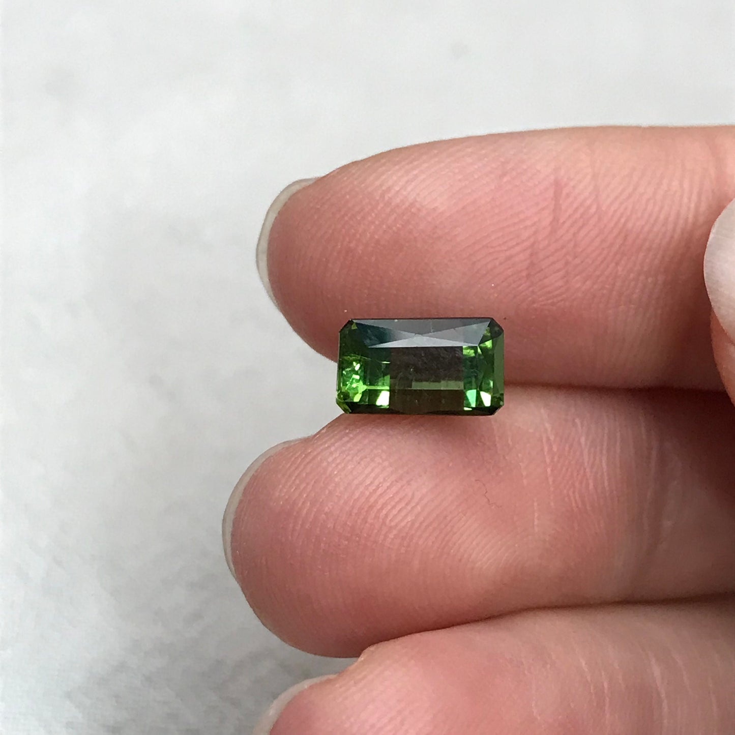 2 carat Natural Green Tourmaline, 9.1x5.4mm Scissor Cut Faceted Loose Gemstone