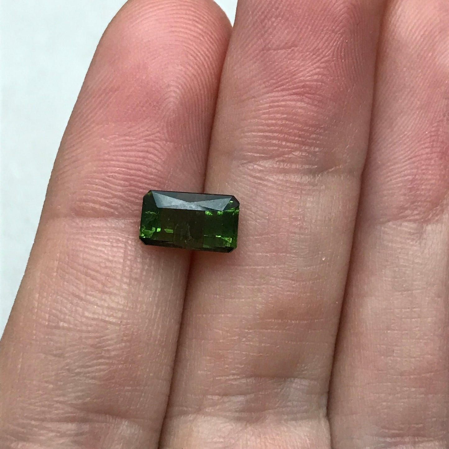 2 carat Natural Green Tourmaline, 9.1x5.4mm Scissor Cut Faceted Loose Gemstone