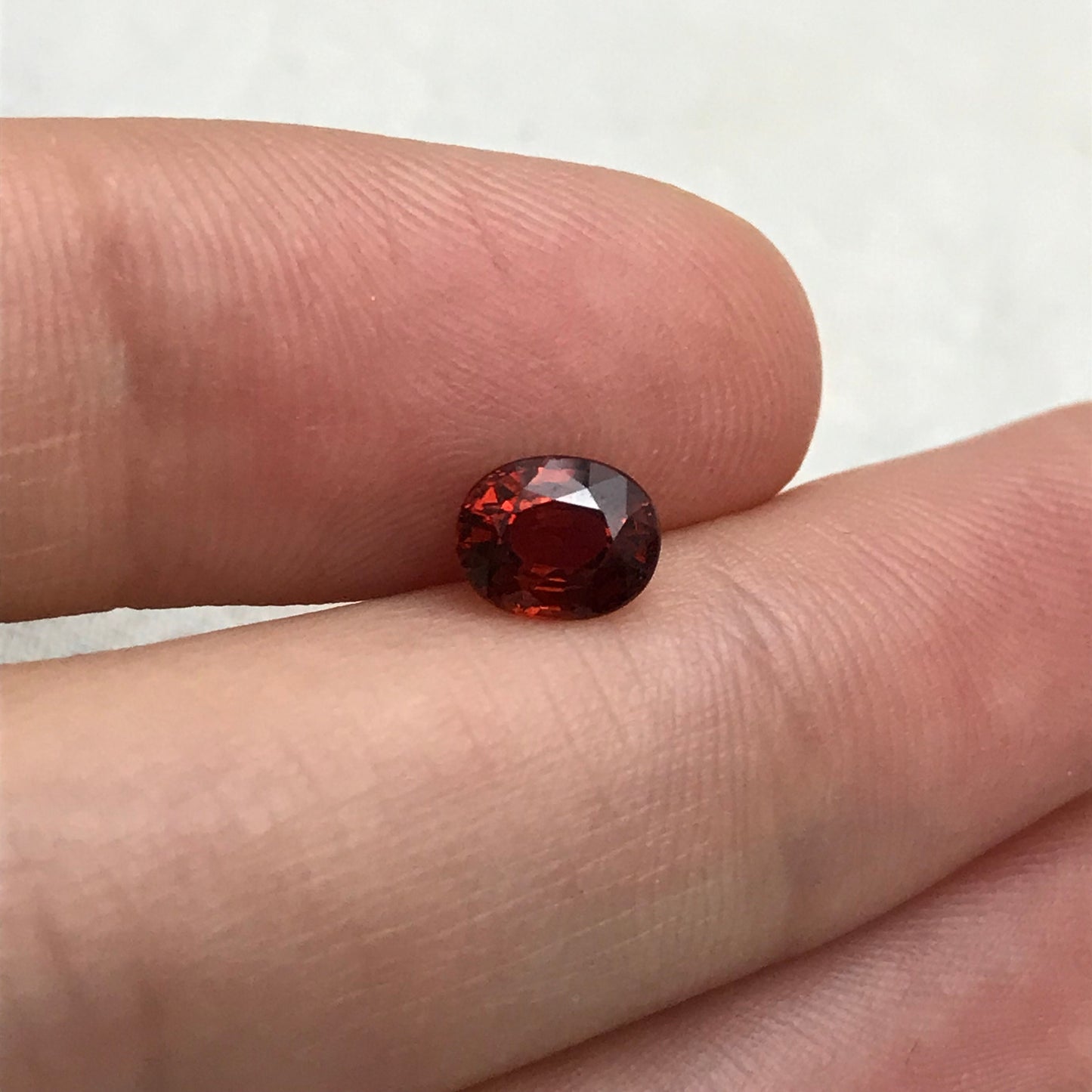 1 carat Natural Red Orange Spessartite Garnet, 6.3x5mm Oval Cut, Orange Red Faceted Garnet