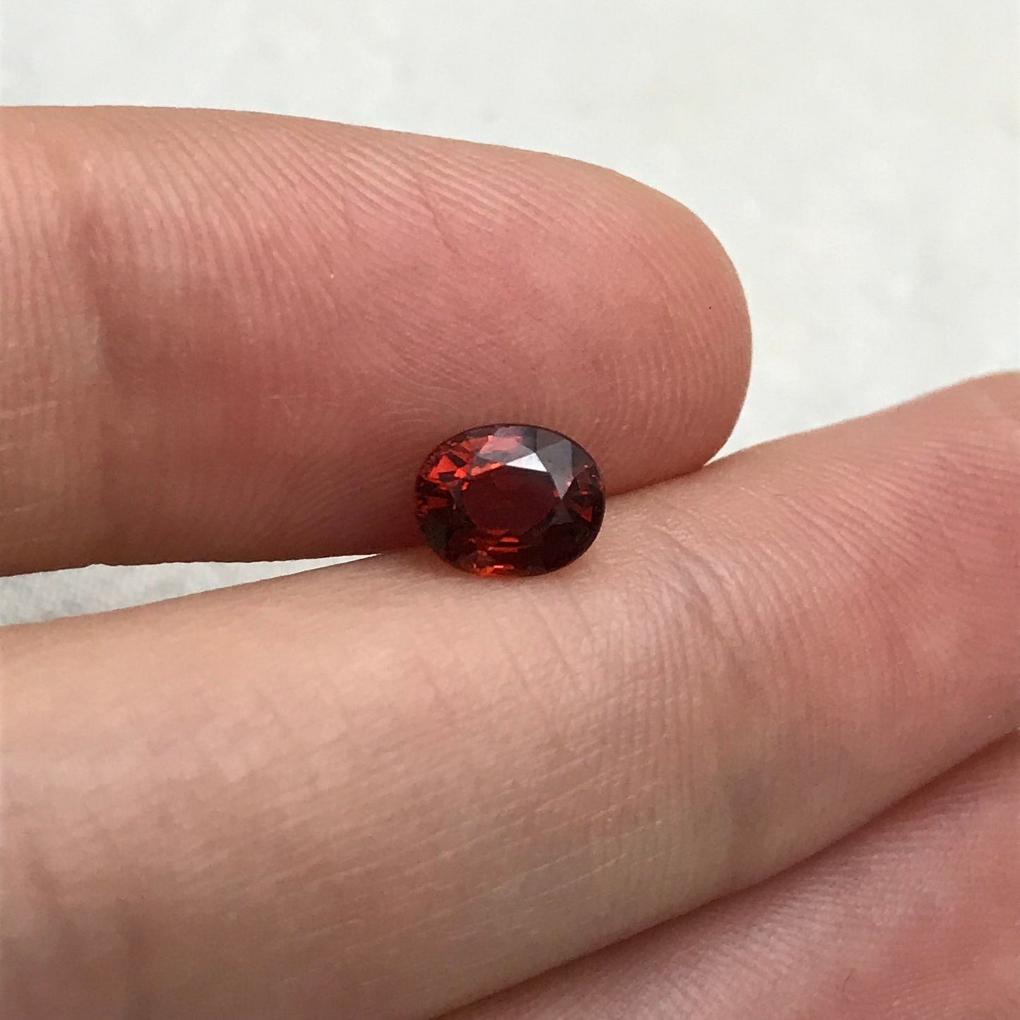 1 carat Natural Red Orange Spessartite Garnet, 6.3x5mm Oval Cut, Orange Red Faceted Garnet