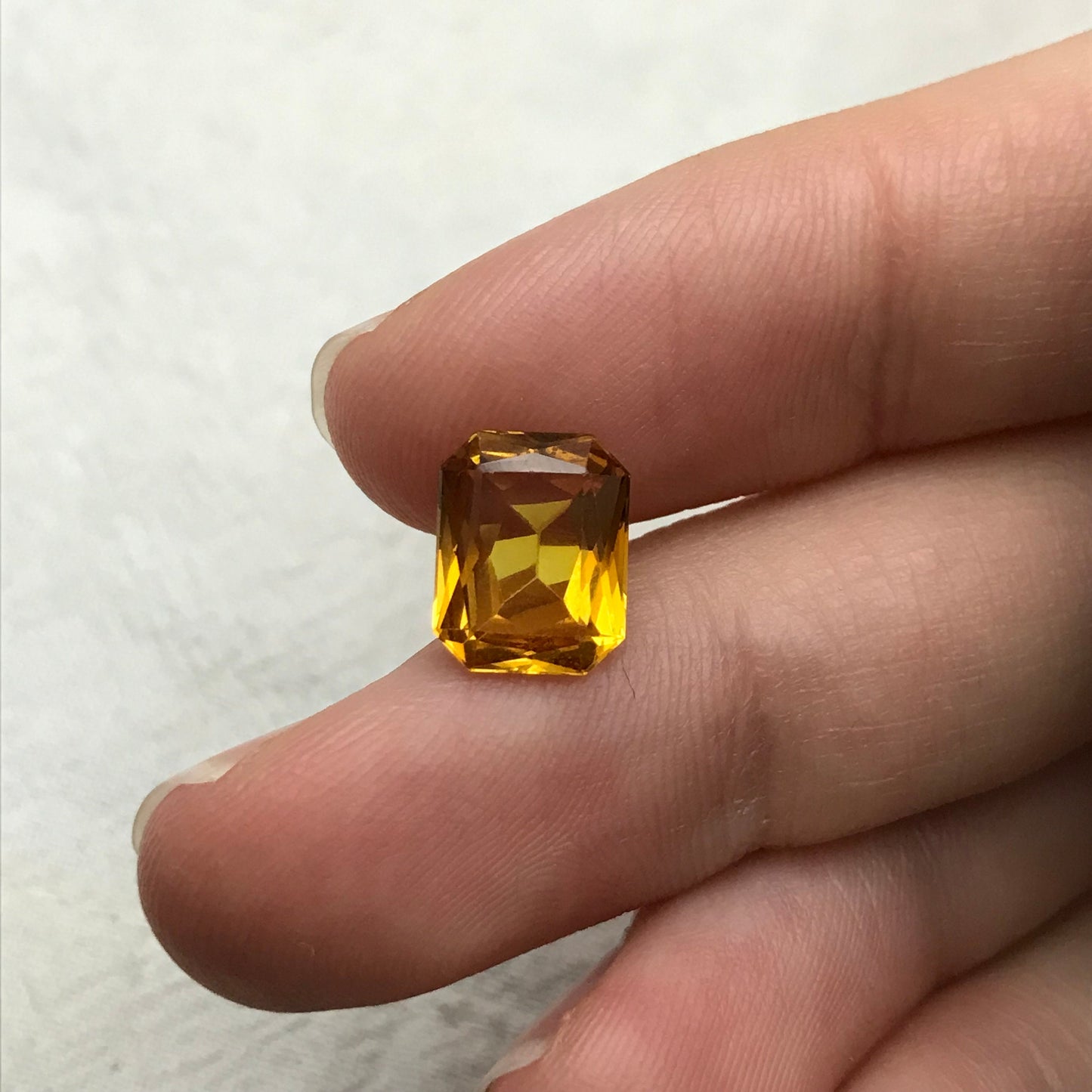 10x8mm Orangey Yellow Lab Sapphire 4 Carat Rectangle Cut, Faceted Loose Synthetic Corundum