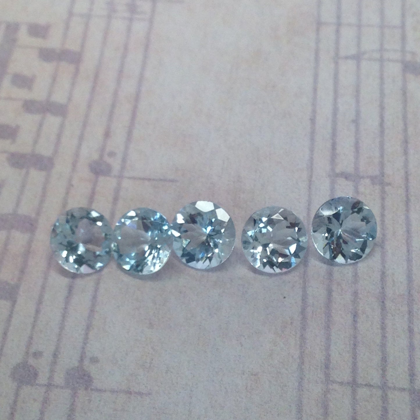 5 Natural 8mm Aquamarine Matching Lot Set 8mm Round Light Blue Loose Gem Faceted Gemstone 1.45-1.72 Carats Ea.