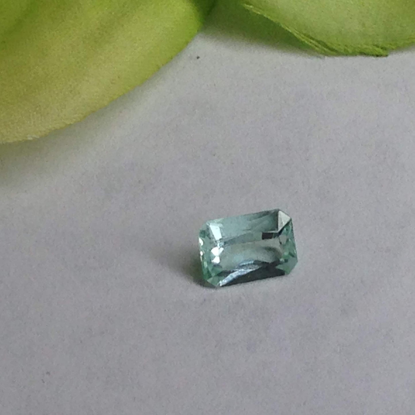 7x5mm Natural Light Green Blue Tourmaline 1 Carat Rectangle Tested Iron Bearing Faceted Loose Gem