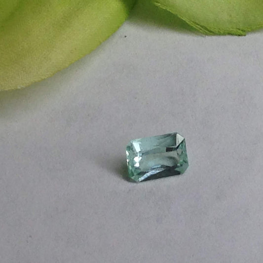 7x5mm Natural Light Green Blue Tourmaline 1 Carat Rectangle Tested Iron Bearing Faceted Loose Gem