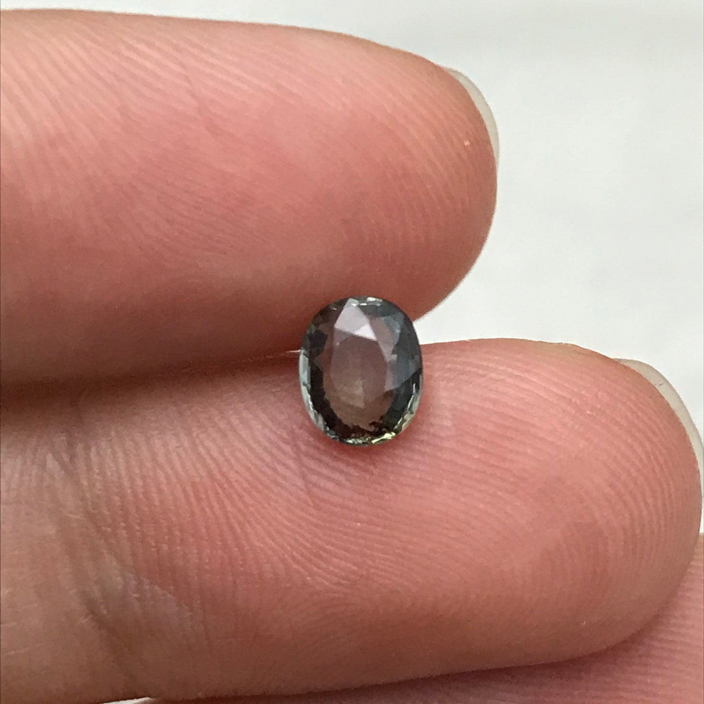 6x5mm Unheated Purple Sapphire 0.77 carat Oval Cut, Natural Greenish Purple Faceted Loose Gemstone