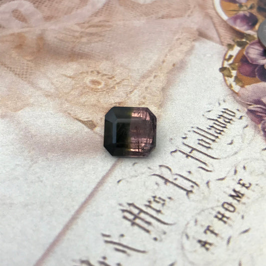 Pink & Green Watermelon Bi-Color Tourmaline 3.79 carat 8.5x8.2mm Octagon Cut, Unmounted Faceted Loose Gemstone for Jewelry Setting
