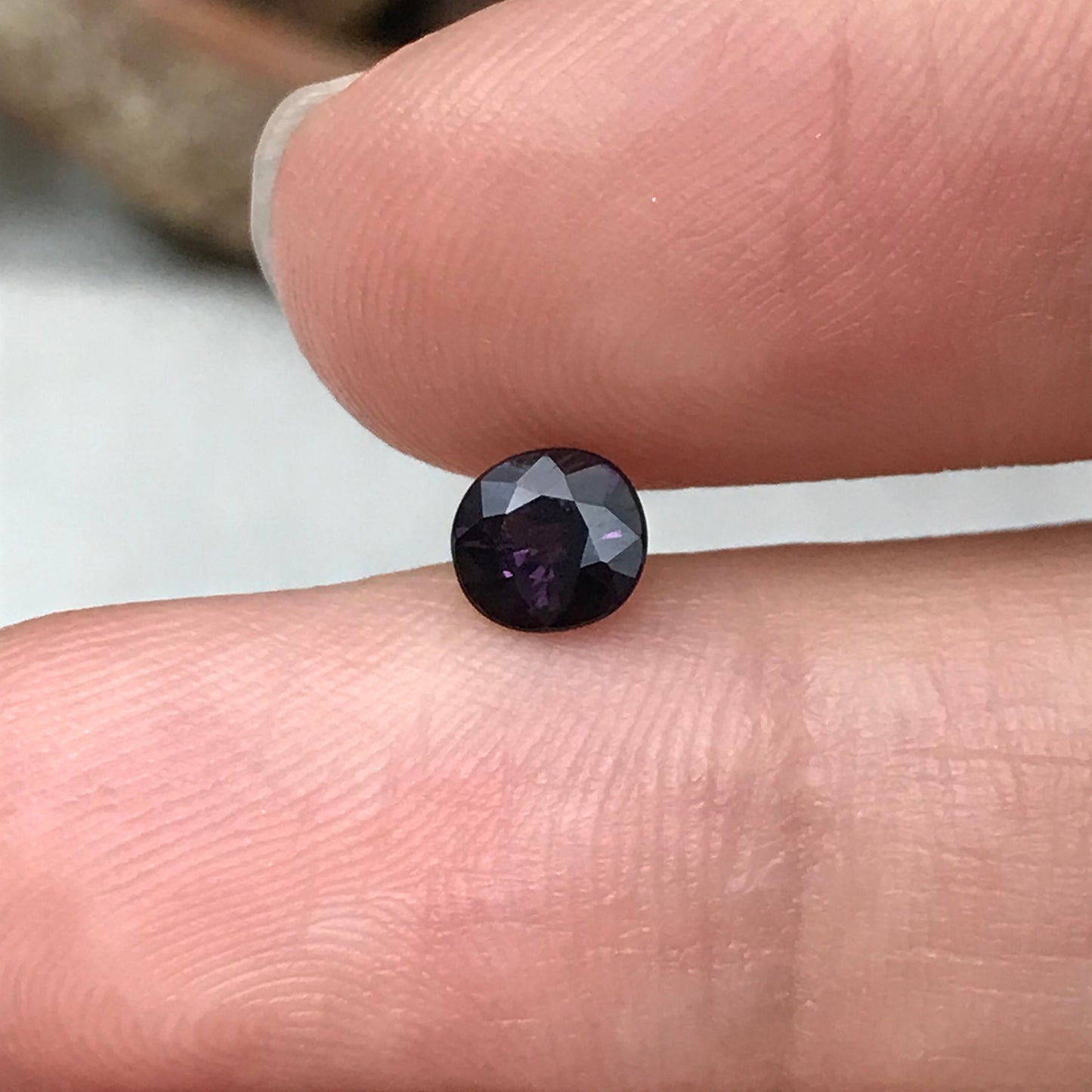 0.54 Ct Natural Purple Spinel 5x4.7mm Cushion Cut, Faceted Loose Gemstone, Dark Purple Stone, Flowing Gems