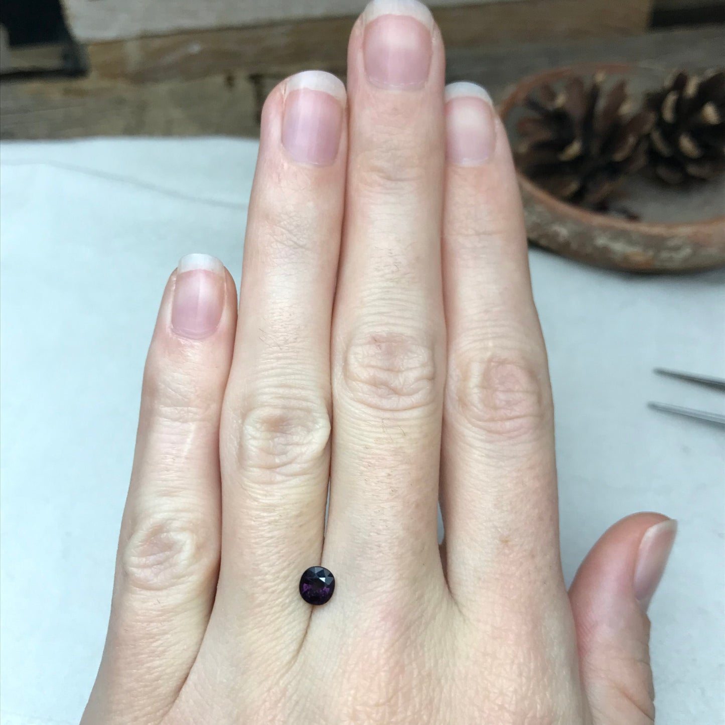 0.54 Ct Natural Purple Spinel 5x4.7mm Cushion Cut, Faceted Loose Gemstone, Dark Purple Stone, Flowing Gems