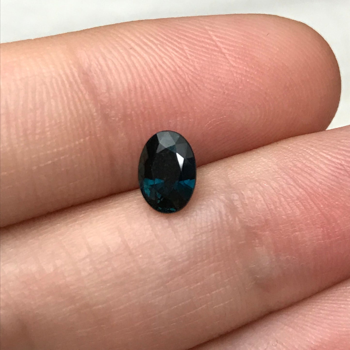 7x5mm Natural Deep Blue Sapphire 1.23 Carat, Oval Heated Greenish Blue Faceted Loose Gemstone