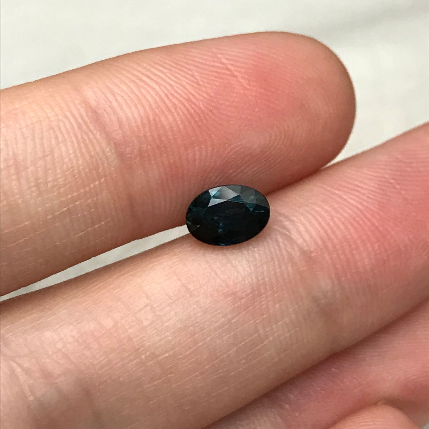 7x5mm Natural Deep Blue Sapphire 1.23 Carat, Oval Heated Greenish Blue Faceted Loose Gemstone
