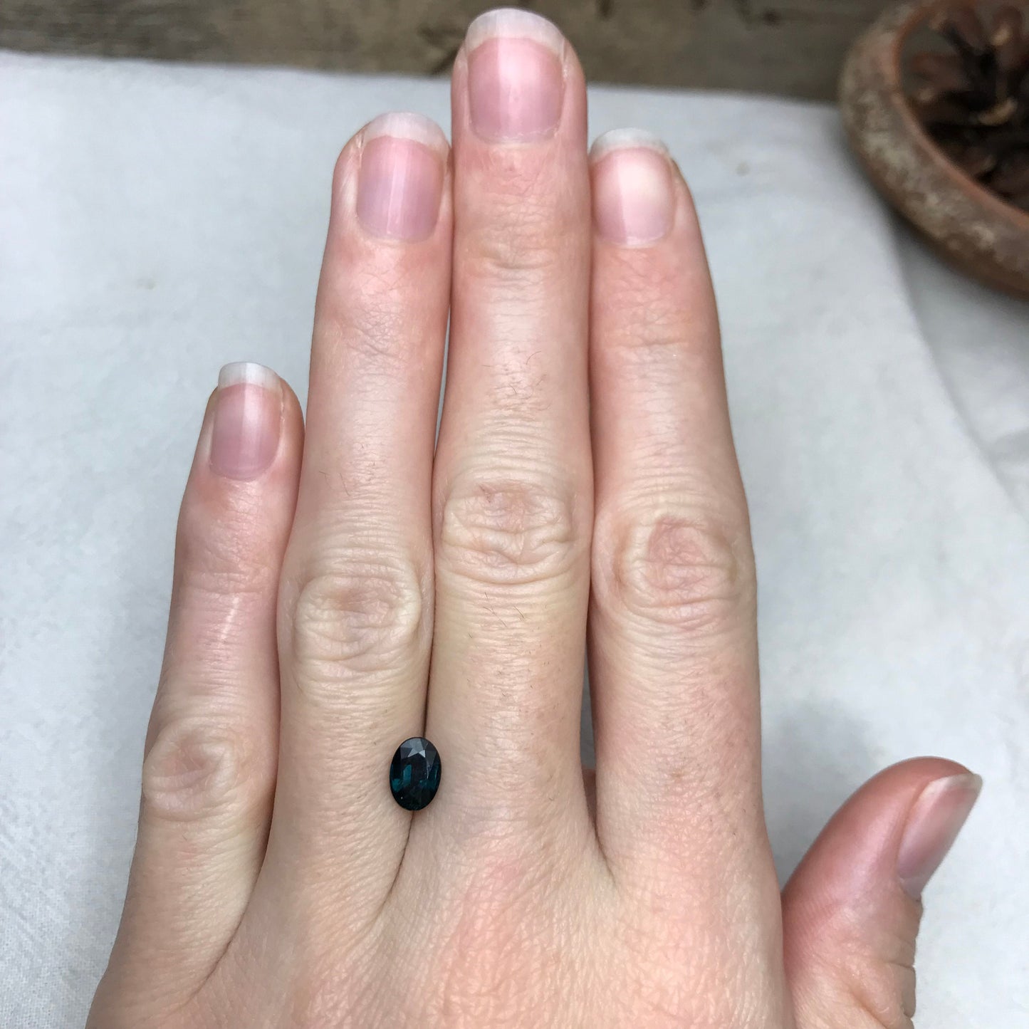 7x5mm Natural Deep Blue Sapphire 1.23 Carat, Oval Heated Greenish Blue Faceted Loose Gemstone