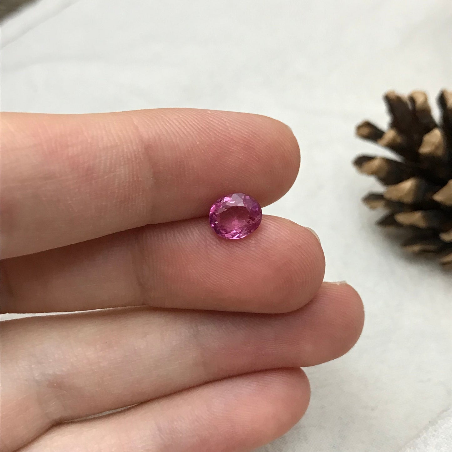 7x6mm Natural Pink Tourmaline 0.90 Carat Faceted Loose Gemstone Oval Cut, Saturated Pink Tourmaline