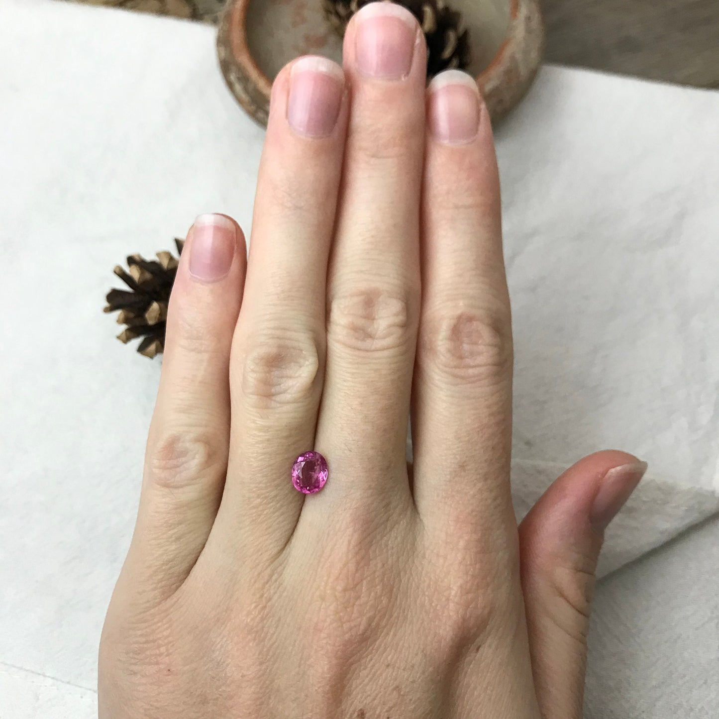 7x6mm Natural Pink Tourmaline 0.90 Carat Faceted Loose Gemstone Oval Cut, Saturated Pink Tourmaline