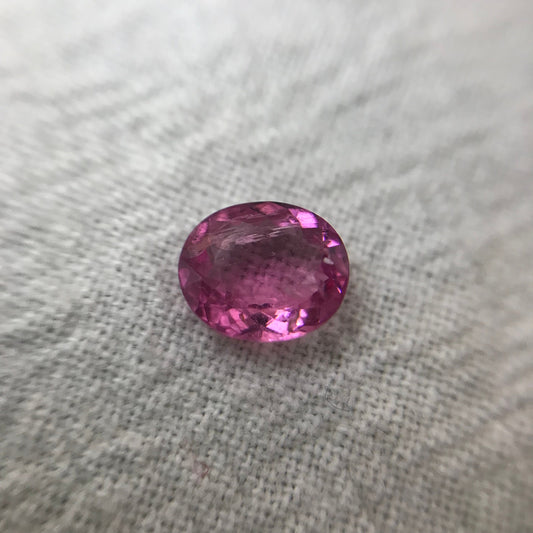 7x6mm Natural Pink Tourmaline 0.90 Carat Faceted Loose Gemstone Oval Cut, Saturated Pink Tourmaline