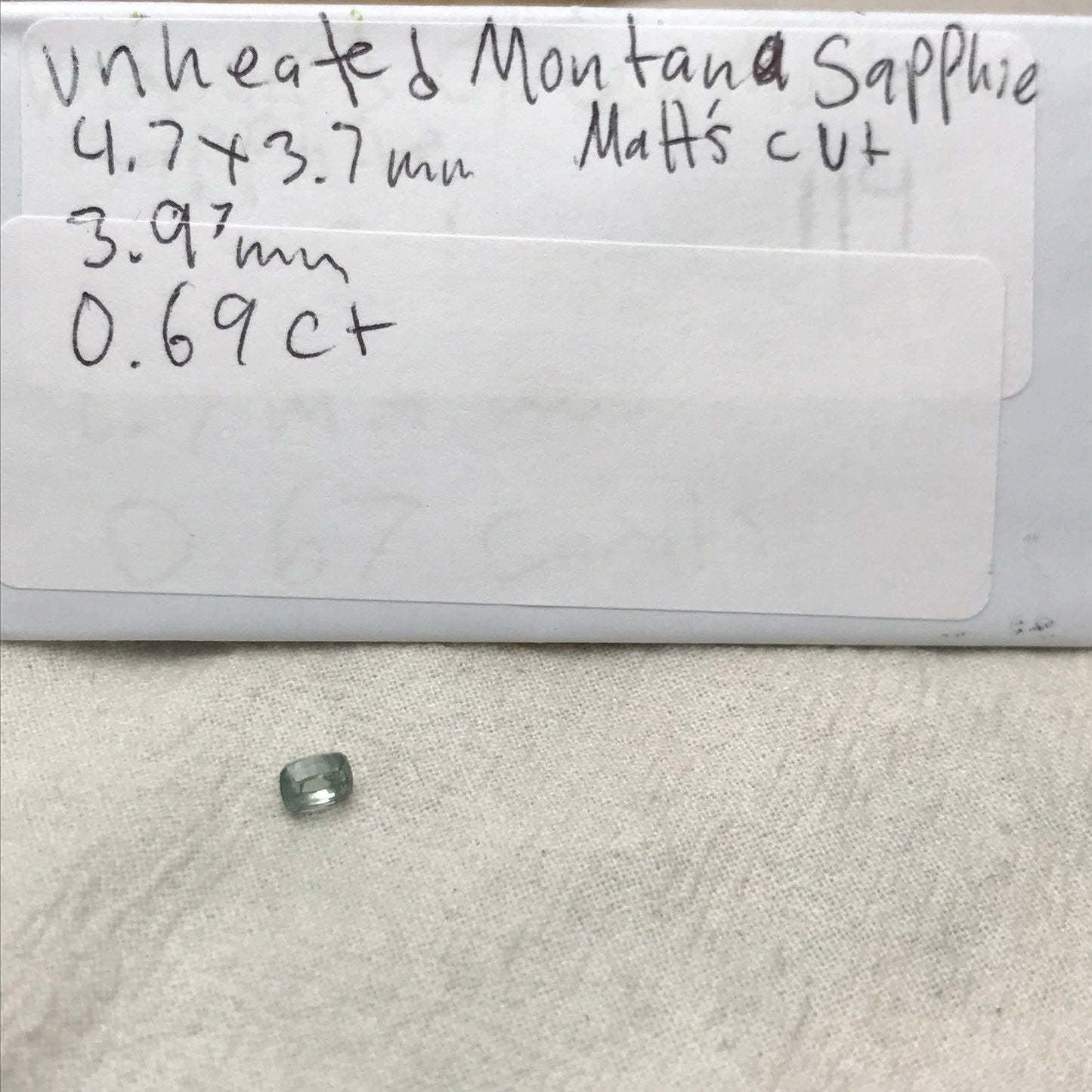 Bluish Green Montana Sapphire 0.69 carat, 4.7x3.7 mm Rectangular Cushion Cut, Unheated Faceted Loose Gemstone