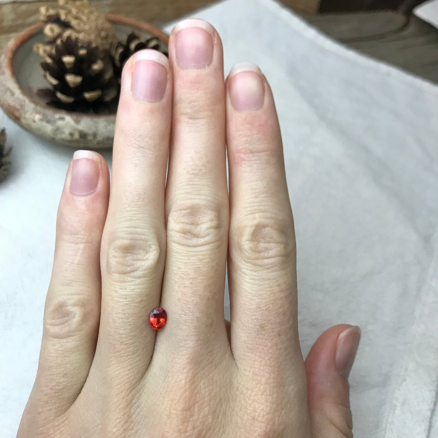 0.52 ct Natural Red Orange Sapphire 5.4x4.3mm Oval Cut Faceted Gem Loose Gemstone Earth Mined Beryllium Treated