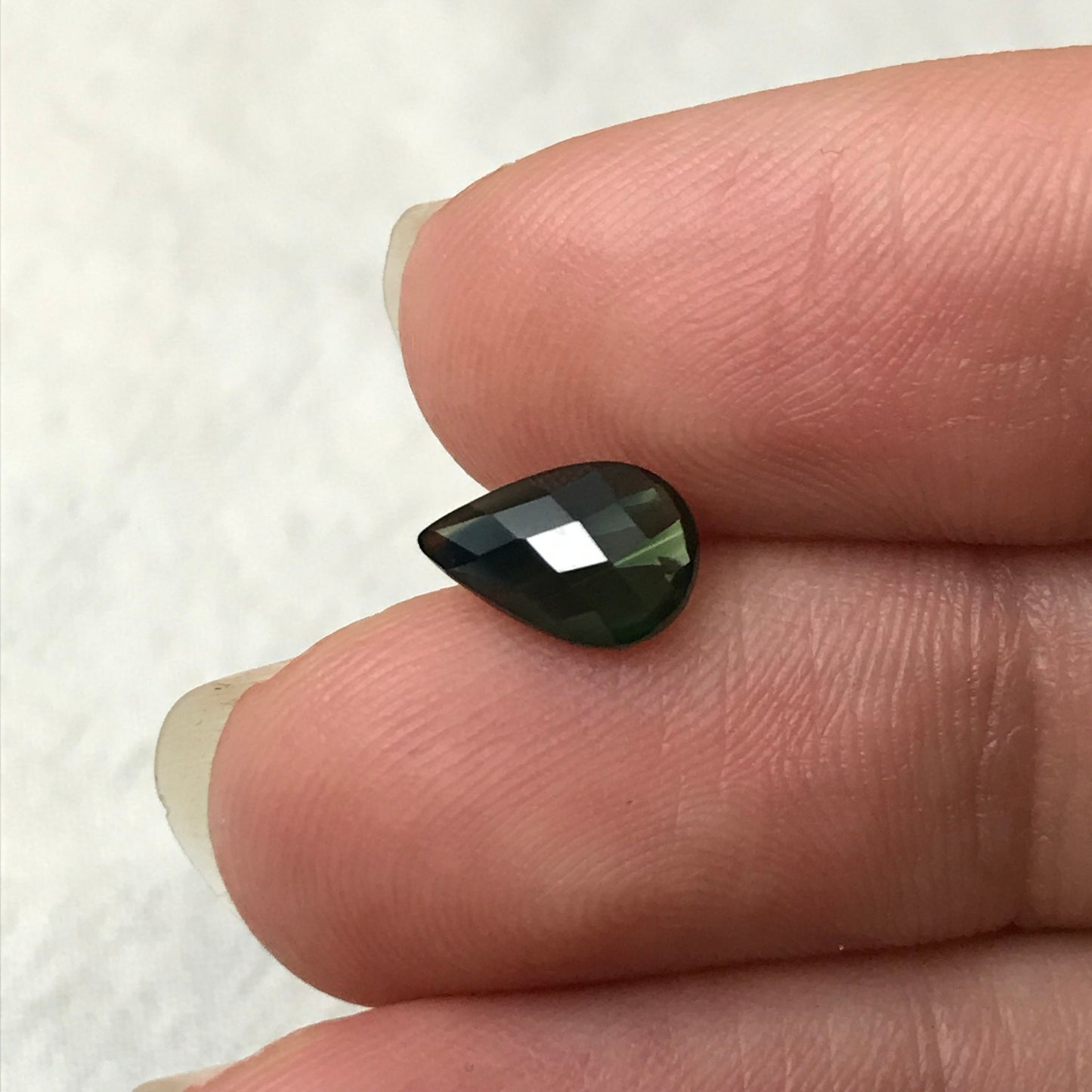 9x6mm Natural Bluish Green Sapphire 1.45 Carats, Rose cut, Pear shape Green Blue Sapphire, Faceted Loose Gemstone