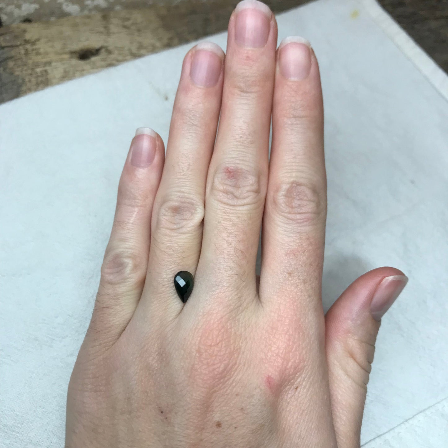 9x6mm Natural Bluish Green Sapphire 1.45 Carats, Rose cut, Pear shape Green Blue Sapphire, Faceted Loose Gemstone