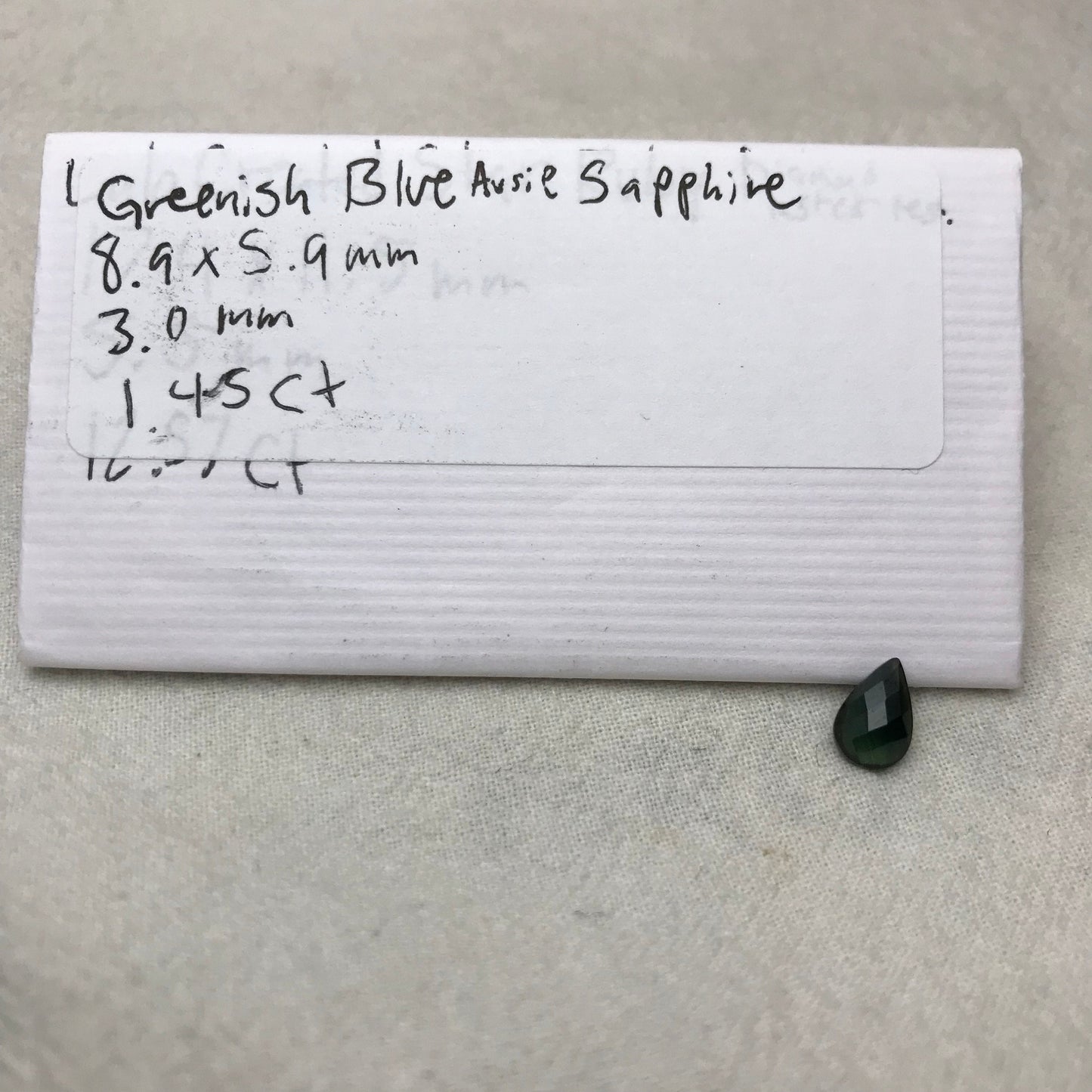 9x6mm Natural Bluish Green Sapphire 1.45 Carats, Rose cut, Pear shape Green Blue Sapphire, Faceted Loose Gemstone