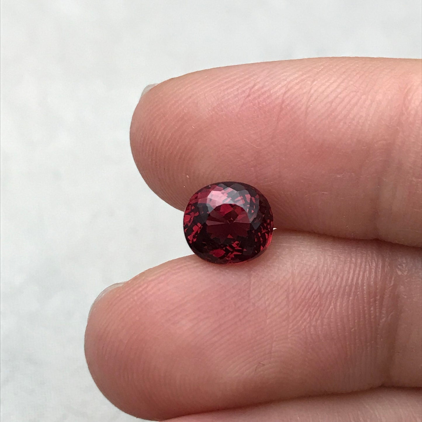 2.27 carat Natural Rhodolite Garnet, 7.5x7mm Purplish Red Garnet, Faceted Portuguese Style Cushion Cut Garnet Gem, Vibrant Red Garnet