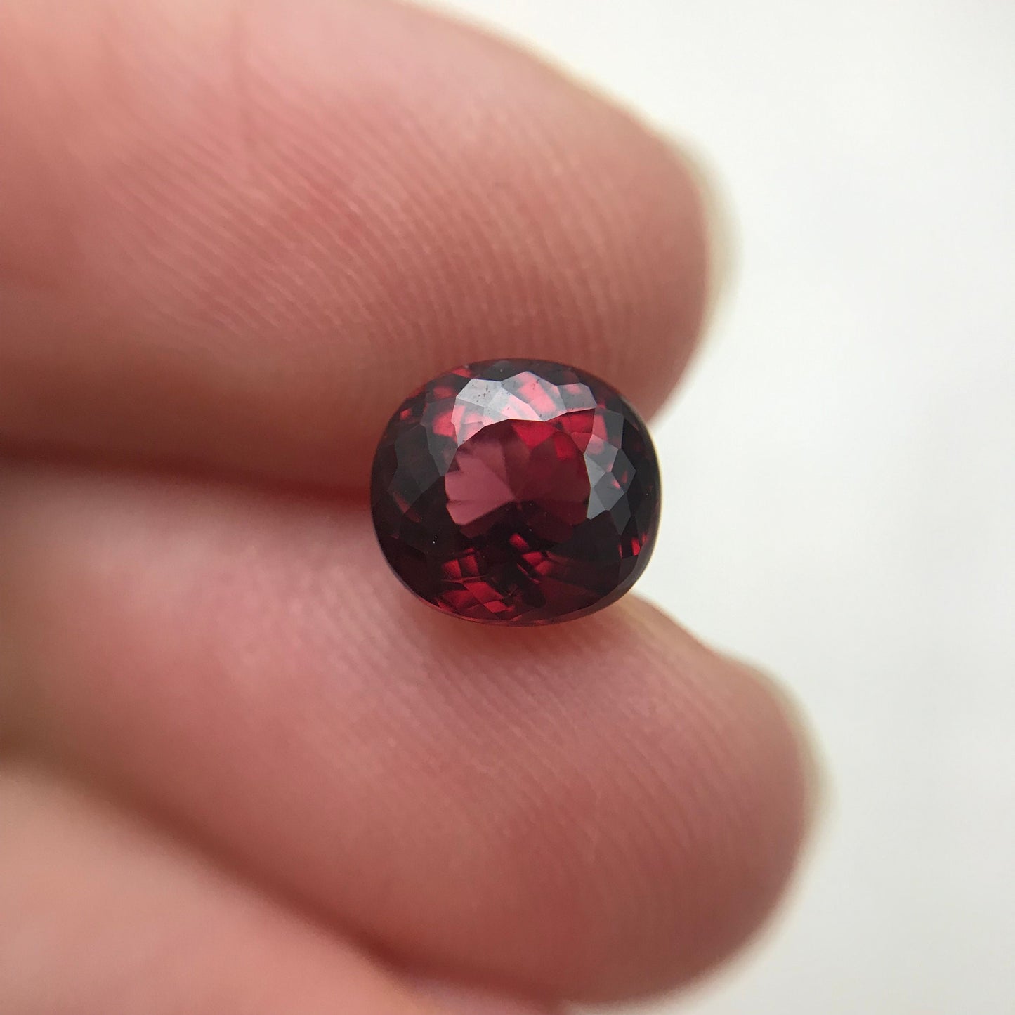 2.27 carat Natural Rhodolite Garnet, 7.5x7mm Purplish Red Garnet, Faceted Portuguese Style Cushion Cut Garnet Gem, Vibrant Red Garnet