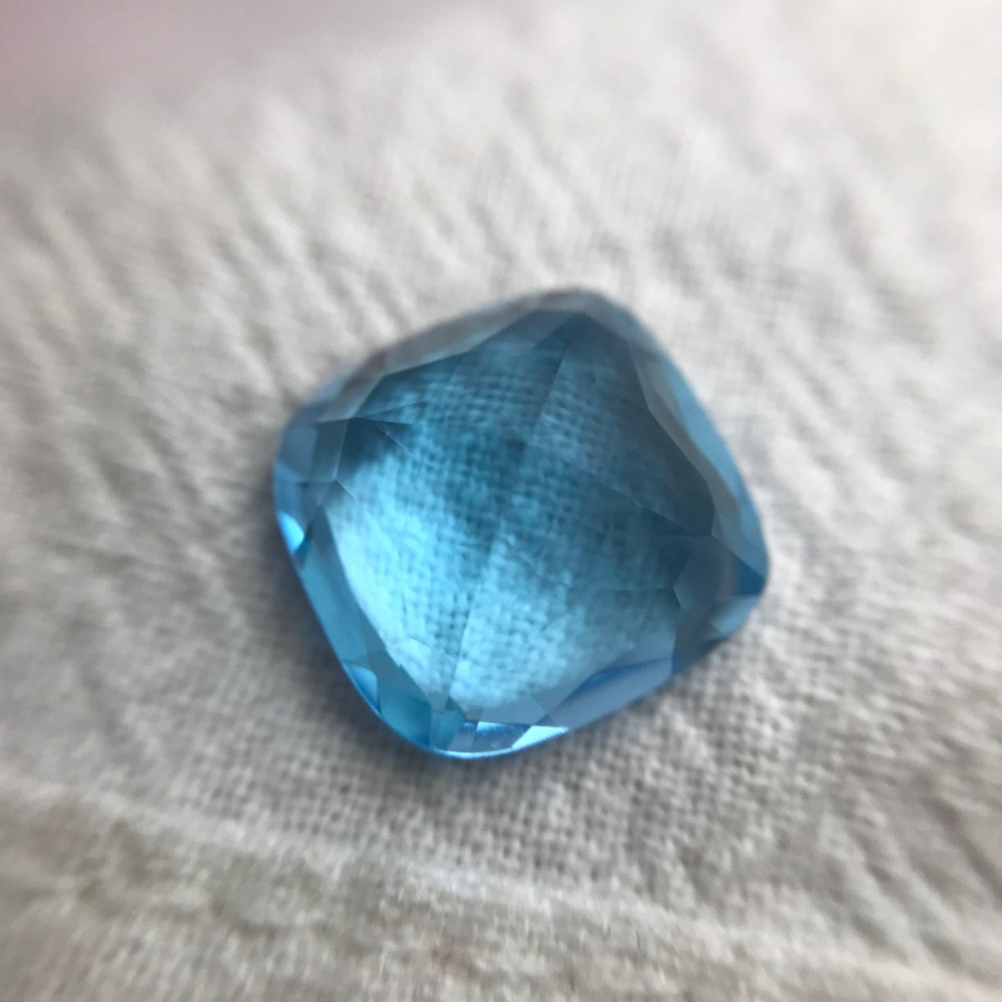 12mm Square Cushion cut Blue Topaz, 8.45 Carat Loose Faceted December Birthstone, Recycled Gems